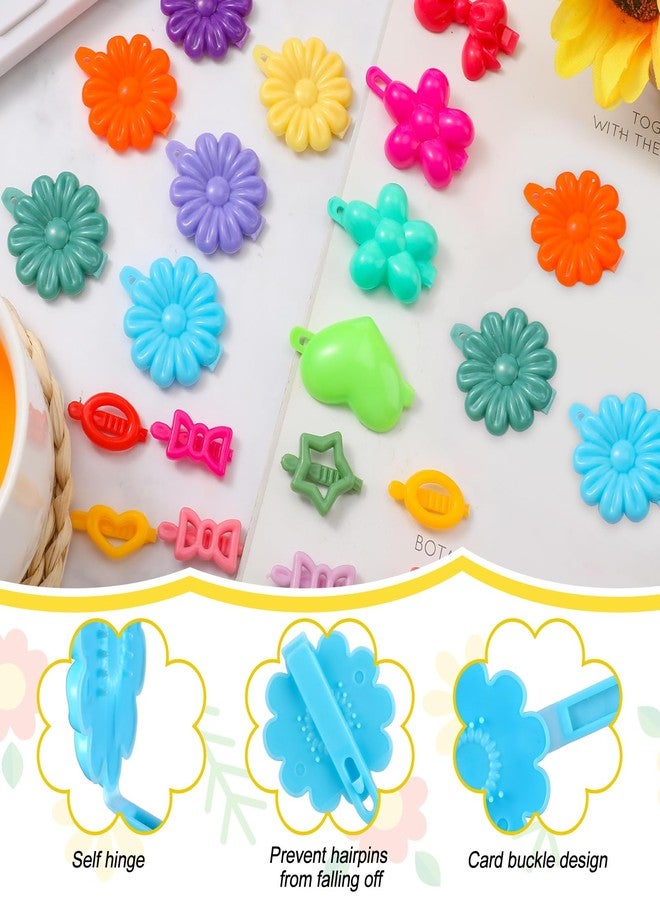 WILLBOND 1184 Pcs Hair Barrettes for Girls, Kids Barrettes Accessories Self Hinge Elastic Hair Ties Bands Assorted Ponytail Holders Cartoon Design Baby Clip Multicolor Rubber Band for Toddler - Image 3