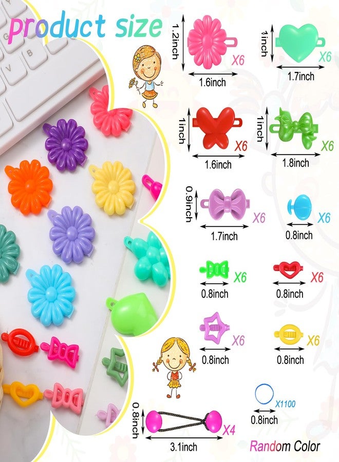 WILLBOND 1184 Pcs Hair Barrettes for Girls, Kids Barrettes Accessories Self Hinge Elastic Hair Ties Bands Assorted Ponytail Holders Cartoon Design Baby Clip Multicolor Rubber Band for Toddler - Image 2