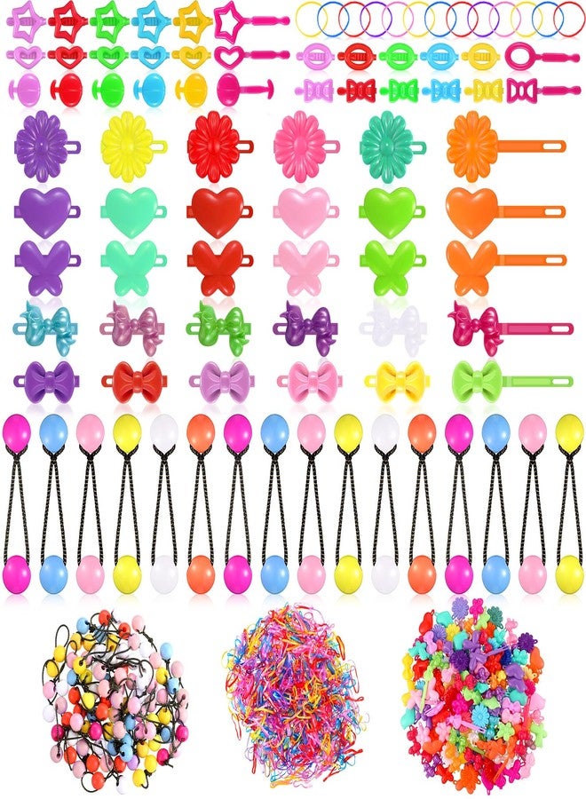 WILLBOND 1184 Pcs Hair Barrettes for Girls, Kids Barrettes Accessories Self Hinge Elastic Hair Ties Bands Assorted Ponytail Holders Cartoon Design Baby Clip Multicolor Rubber Band for Toddler - Image 1
