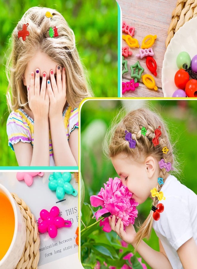 WILLBOND 1184 Pcs Hair Barrettes for Girls, Kids Barrettes Accessories Self Hinge Elastic Hair Ties Bands Assorted Ponytail Holders Cartoon Design Baby Clip Multicolor Rubber Band for Toddler - Image 4