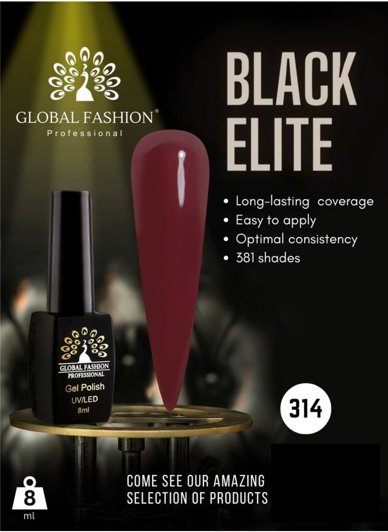 GLOBAL FASHION - Global Fashion Black Elite Gel Polish | 132 Colors of Long-Lasting Elegance - 8ml | 314 - Image 1