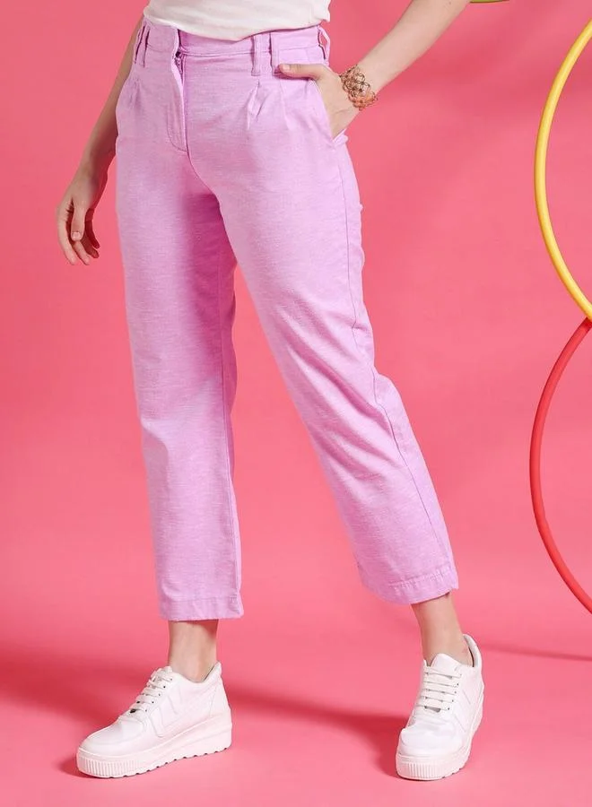 Freehand Freehand Women Purple Straight Fit Crop Pants