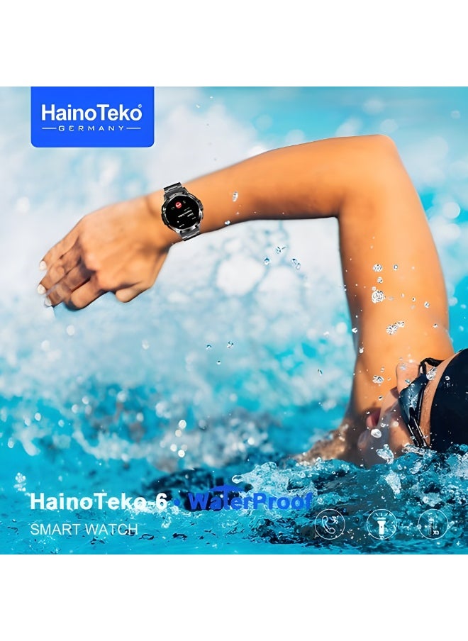 HainoTeko HainoTeko-6 Smart Watch with Amoled Display and 3 Colored Watch Straps – Side Flashlight – Call, Notification, Sports Activity, and Health Tracking – Black  - Image 4
