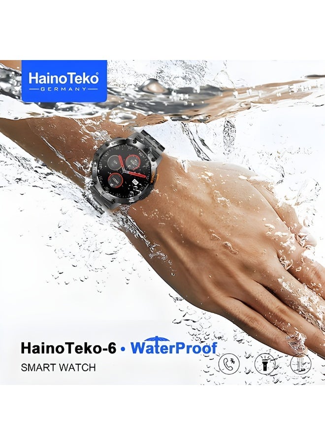 HainoTeko HainoTeko-6 Smart Watch with Amoled Display and 3 Colored Watch Straps – Side Flashlight – Call, Notification, Sports Activity, and Health Tracking – Black  - Image 3