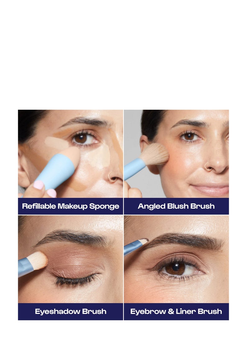 KASTWAVE 4 in 1 Makeup Brush Set, Eyebrow, Liner  Blush Blending Brush, Dual-Ended Travel Makeup Brushes, Suitable for Powder and Liquid Make up - Image 4