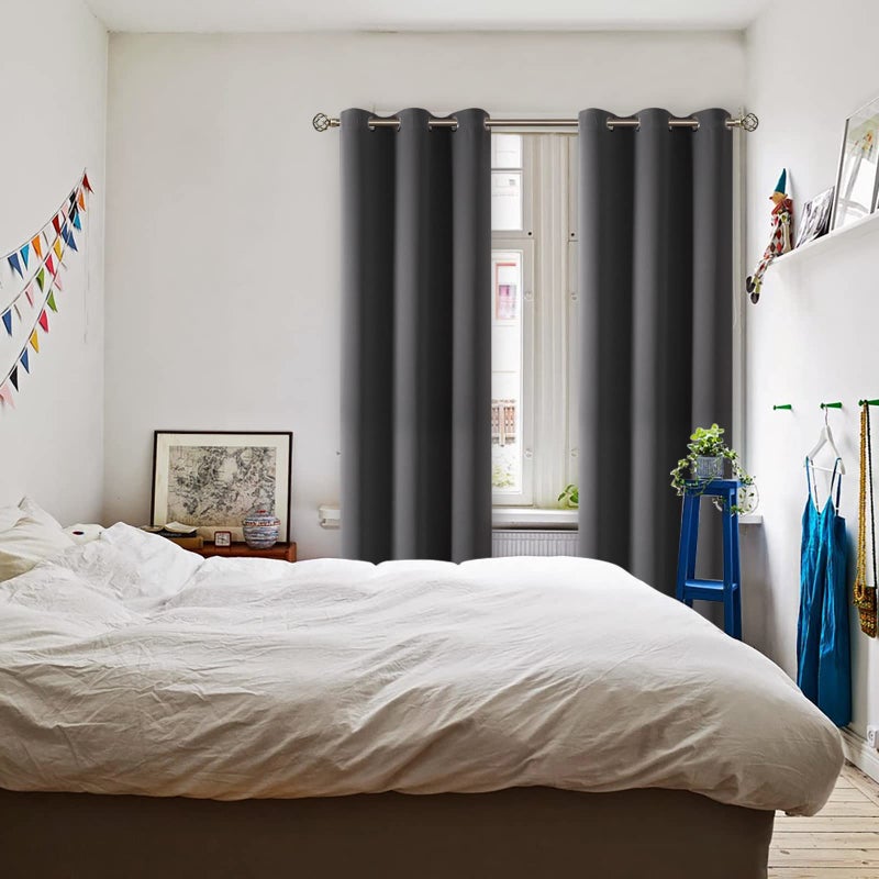 BGment الستائر التعتيم في غرفة النوم - الغرفة المعزولة الحرارية الغامق الستائر الغامق لغرفة المعيشة مجموعة من لوحين (38 × 84 بوصة رمادية داكنة) - Image 2