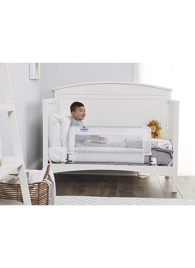 Regalo - Swing Down Crib Rail | 33” Long & 16” High | Baby Safety Bed Guard with Gap Guard Protection | Foldable, Secure & Easy Install | Durable Steel Frame with Mesh Cover | White - Image 1