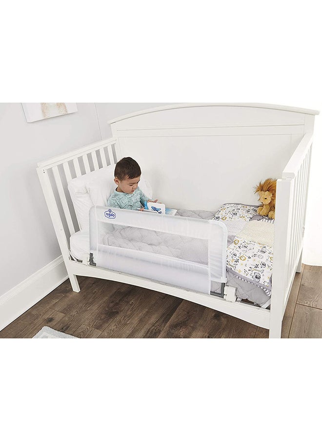 Regalo - Swing Down Crib Rail | 33” Long & 16” High | Baby Safety Bed Guard with Gap Guard Protection | Foldable, Secure & Easy Install | Durable Steel Frame with Mesh Cover | White - Image 1