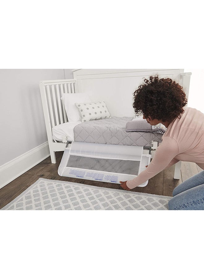 Regalo - Swing Down Crib Rail | 33” Long & 16” High | Baby Safety Bed Guard with Gap Guard Protection | Foldable, Secure & Easy Install | Durable Steel Frame with Mesh Cover | White - Image 1