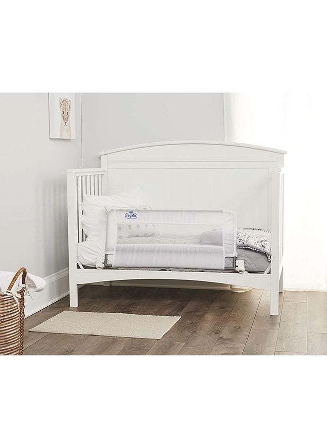 Regalo - Swing Down Crib Rail | 33” Long & 16” High | Baby Safety Bed Guard with Gap Guard Protection | Foldable, Secure & Easy Install | Durable Steel Frame with Mesh Cover | White - Image 1