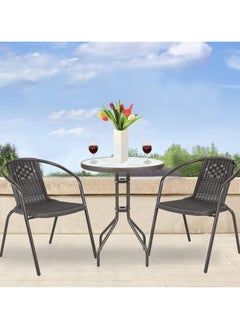DubaiGallery 3-Piece Bistro Table Garden Furniture Balcony Furniture Patio Furniture Patio Furniture Outdoor Garden Lounge 1 Table and 2 Chairs for Porches Courtyards Patios Balconies Pool Edges  - Image 2