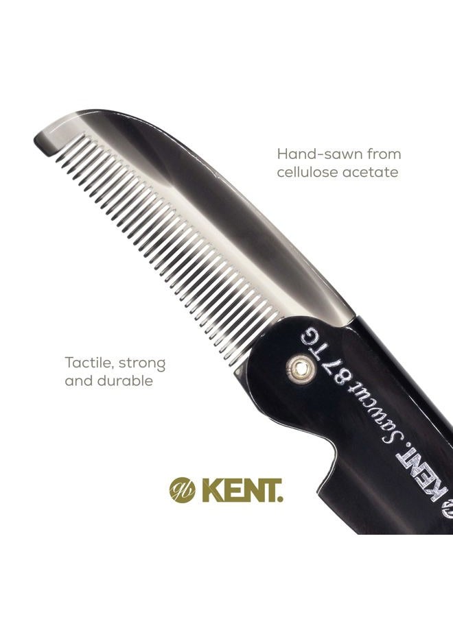 Kent 87T Graphite Handmade Folding Pocket Comb for Men, Fine Tooth Hair Comb Straightener for Everyday Grooming Styling Hair, Beard or Mustache, Saw Cut Hand Polished, Made in England (6 Pack) - Image 5