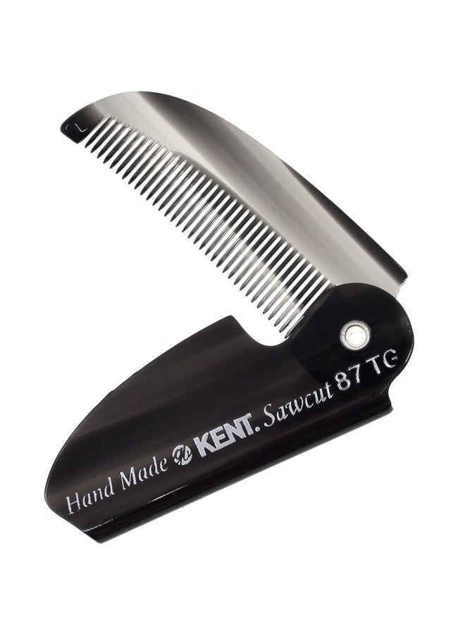 Kent 87T Graphite Handmade Folding Pocket Comb for Men, Fine Tooth Hair Comb Straightener for Everyday Grooming Styling Hair, Beard or Mustache, Saw Cut Hand Polished, Made in England (6 Pack) - Image 1