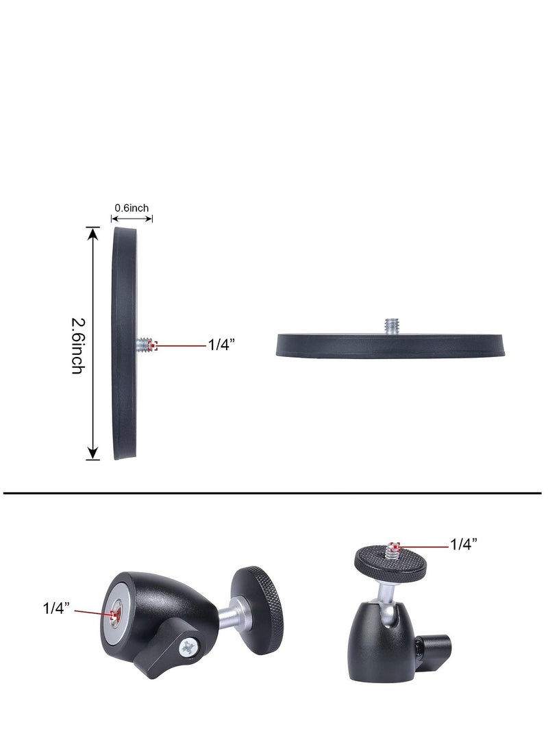Y&D - Magnetic Camera Mount Base with Mini Ball Head and Adapter for Action Camera/DJI Osmo / Insta360 /Blink Wyze Cam Small DSLR Security Light & More a 1/4"-20 - Image 1