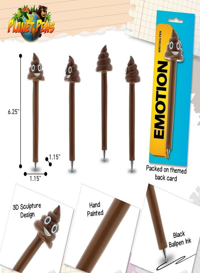 Planet Pens Puzzled Resin Poop Face Emotion, 6 Inch Premium Black Ink Fashion Ballpoint Pen Unique Hand-painted Novelty Decorative Fashionable Writing Products Emotion Themed School & Office Supplies - Image 3