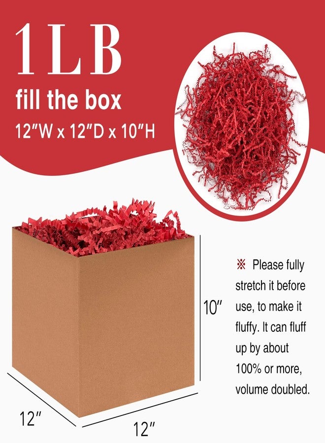 Corlcol 1LB Crinkle Cut Paper Shred Filler for Gift Box Bag and Basket On Holidays(Red) - Image 2
