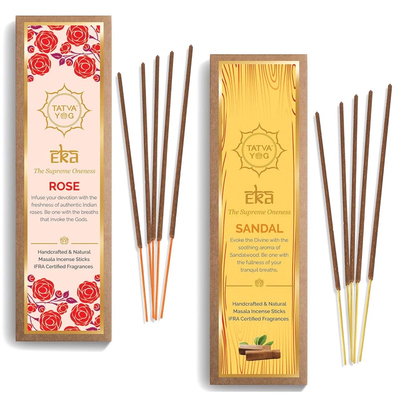 Tatva Yog Tatva Yog Eka Rose and Sandal Handcrafted Natural Masala Incense Sticks