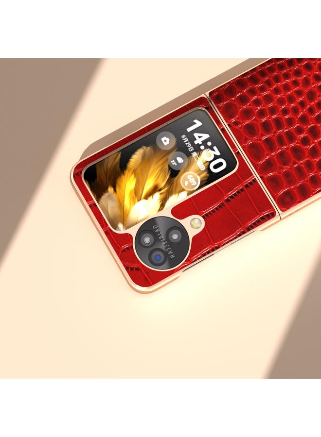 S-TOP Case For OPPO Find N3 Flip Crocodile Texture Genuine Leather Nano Electroplating Phone Case - Image 5