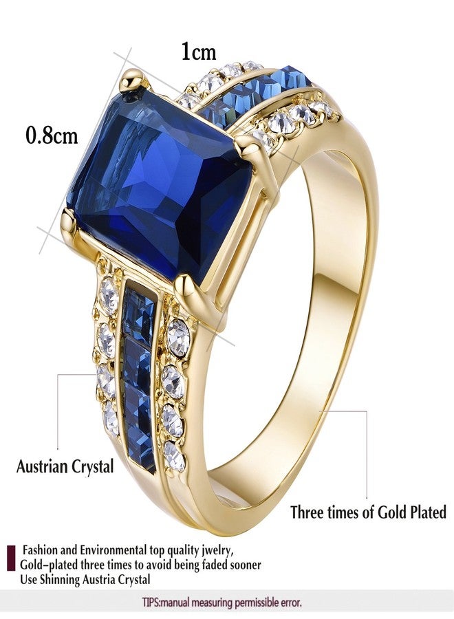 Yoursfs Sapphire Rings for Women 18K Gold Plated Square Stone Ring Blue Cubic Zirconia Cocktail Ring - Image 2