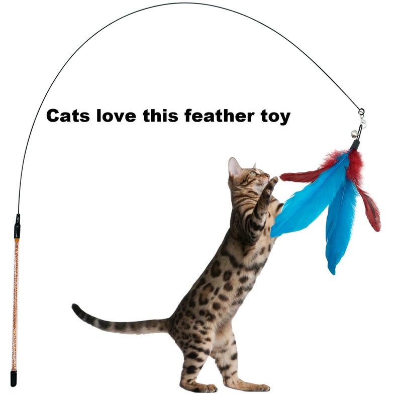 CATENESS Cat Feather Toy Refill Cat Feathers Wand Replacement, 10 PCS Feather Cat Toy Refills, Interaction Feather Cat Toy for Indoor Cats - Image 5