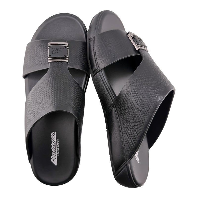 إيت صندل عربي يدوي الصنع للرجال من AET | شبشب رجالي خارجي | شبشب مفتوح من الأمام للاستخدام اليومي | جلد عربي أصلي مع ابزيم| تصميم عربي جديد | نعل داخلي مطابق للون| مريح وخفيف الوزن - Image 2