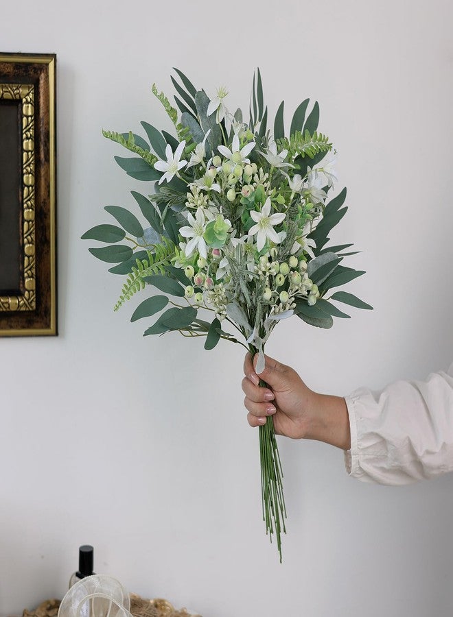 FOTEEWL 70 Pcs Artificial Greenery Stems Box Set,with 8 Kinds of Faux Plants and Fake Flowers for DIY Bridal Bouquets Wedding Floral Arrangement Table Centerpieces Decoration (Sage Green & White) - Image 4