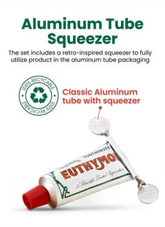 Euthymol EUTHYMOL Original Toothpaste Set (Gift Set, 3.7fl oz*2, Sqeezer Set) - Fluoride-Free for Sensitive Teeth & Gum. Bad Breath, Cavity Prevention, 12-Hour Long Lasting Freshness with Wintergreen  - Image 5