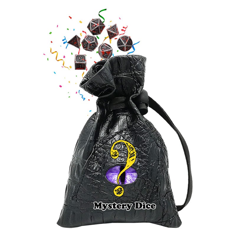 Haxtec Mystery Dice Bag With Metal Dice Set Dragon Eye Dice Pouch Drawstring PU Leather Dice Holding DD Dice Compatible with Dungeons and Dragons Accessories and Coins DND Gifts Stocking Stuffers - Image 3