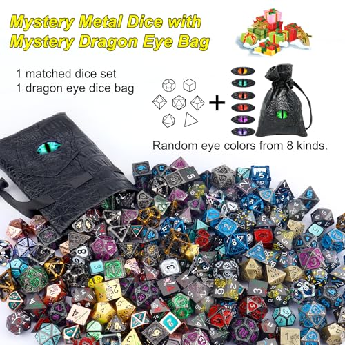 Haxtec Mystery Dice Bag With Metal Dice Set Dragon Eye Dice Pouch Drawstring PU Leather Dice Holding DD Dice Compatible with Dungeons and Dragons Accessories and Coins DND Gifts Stocking Stuffers - Image 5