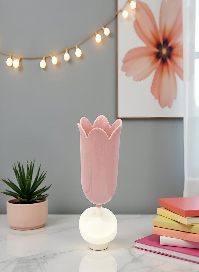 Czhotg Pink Plastic Tulip Pen Holder Cute Pens Cup for Desk Pen Brush Organizer Office Stationery Supplies Home Decor Desk Supplies Holders and Dispensers, Pencil Holders - Image 5