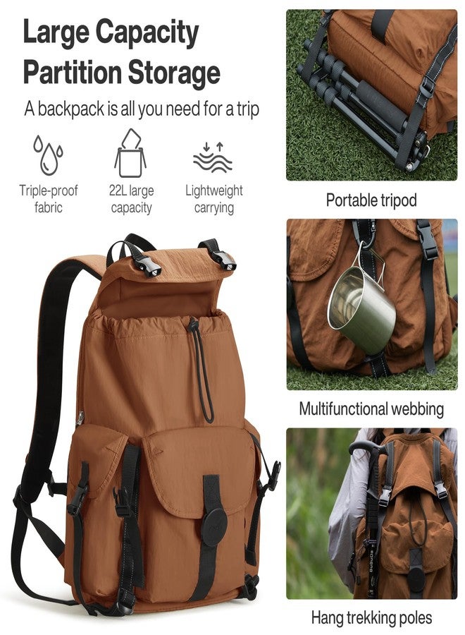mixi Travel Backpack for Women Men, 18 Inch Carry On Laptop Backpack Flight Approved fits 16'' Laptop, Lightweight Waterproof Hiking Backpack Travel Outdoor Business Casual Daypack, Brown - Image 2