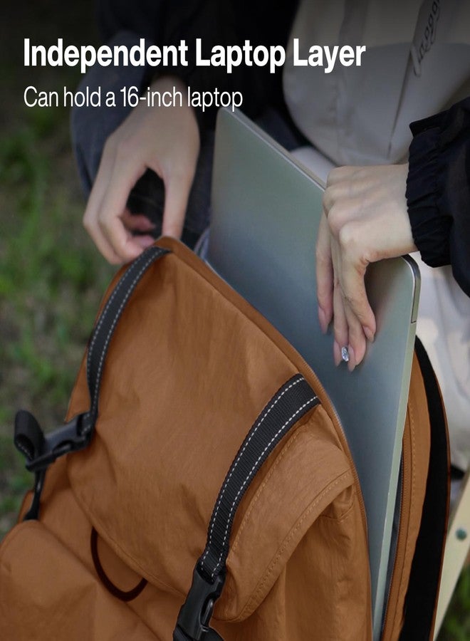 mixi Travel Backpack for Women Men, 18 Inch Carry On Laptop Backpack Flight Approved fits 16'' Laptop, Lightweight Waterproof Hiking Backpack Travel Outdoor Business Casual Daypack, Brown - Image 3