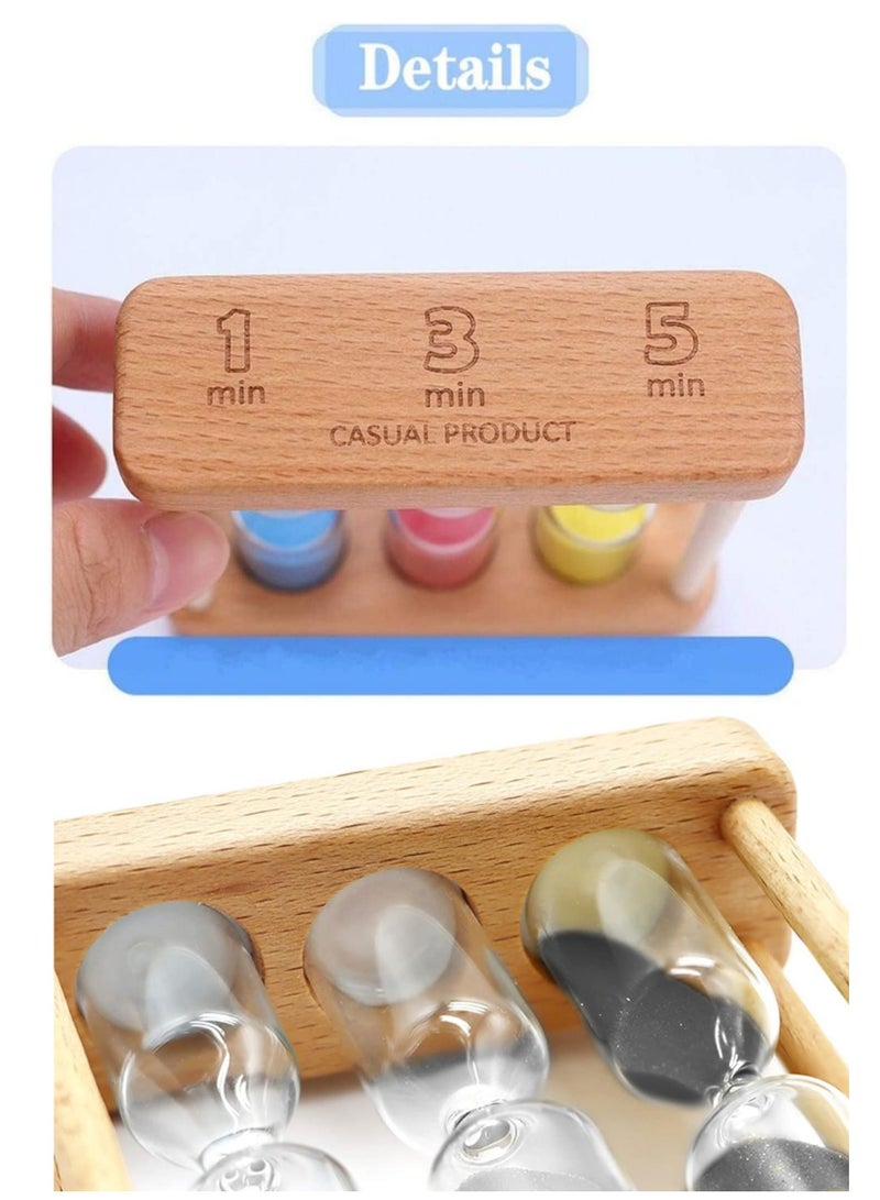 Barakah Wooden Sand Hourglass Timer Wood Frame Hourglass Sandglass Sand Clock Timer 1+3+5 Minute Mini Sand Timer Decoration Small Gift for Games Classroom Home Office Decoration - Image 3