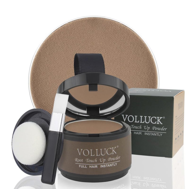 VOLLUCK Root Touch up Powder, Instant Hairline Powder for Thinning Areas and Gray Hair Coverage, Natural and Non-greasy Root Cover up for Women and Men (Brown, 0.14 Ounce) - Image 1