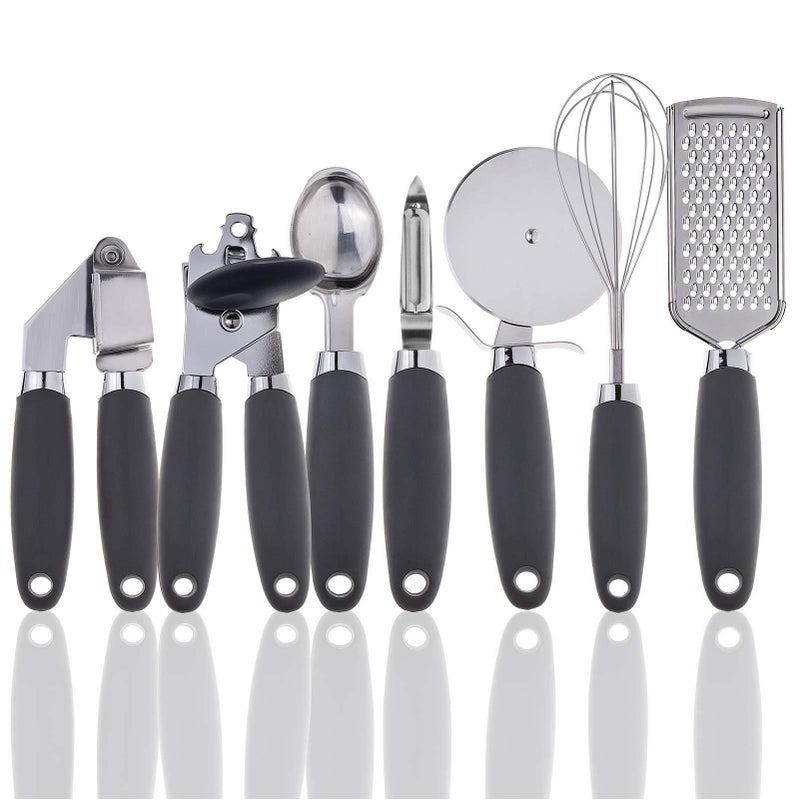 Stainless Steel Cooking Utensils: 7-Pack Black Copper-Plated Set - Anti-Slip Grip Modern Kitchenware for Home Kitchen, Outdoor Dining & Bar Use - Image 1