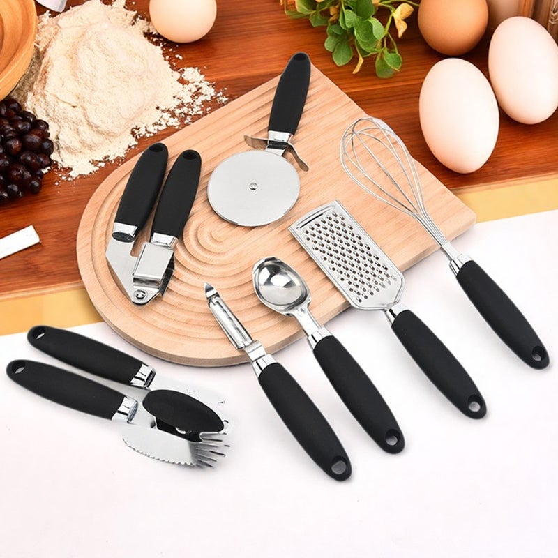 Stainless Steel Cooking Utensils: 7-Pack Black Copper-Plated Set - Anti-Slip Grip Modern Kitchenware for Home Kitchen, Outdoor Dining & Bar Use - Image 2