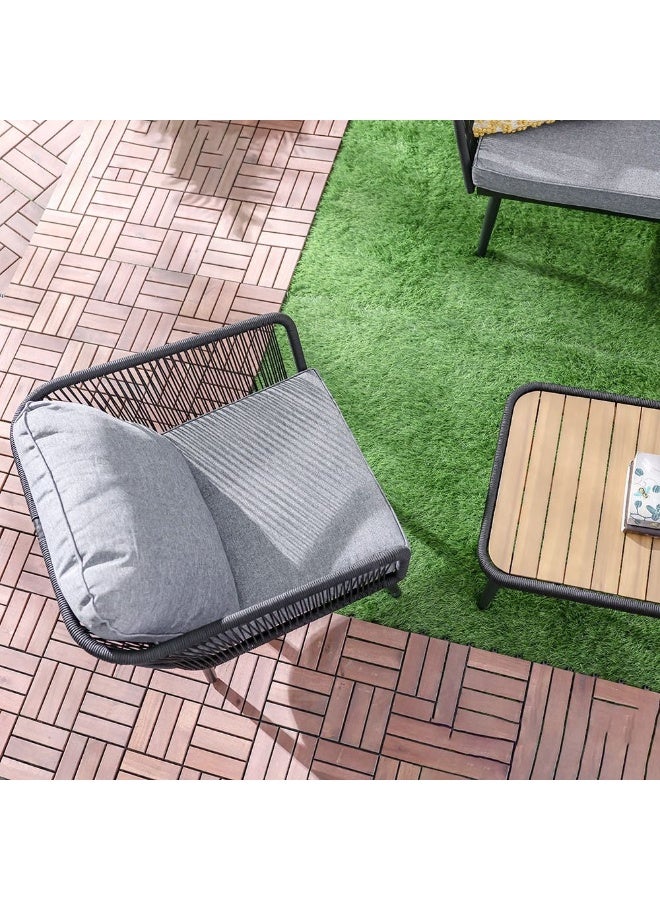 DANUBE HOME Cloud 4-Seater Outdoor Sofa Set - Grey | Durable Galvanized Steel with Rope Detailing | Includes 2 Single Sofas, 2-Seater & Table | 1-Year Warranty | Ideal for Patios & Gardens - Image 3