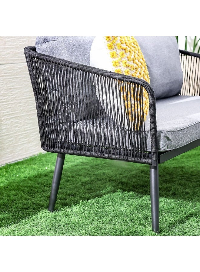 DANUBE HOME Cloud 4-Seater Outdoor Sofa Set - Grey | Durable Galvanized Steel with Rope Detailing | Includes 2 Single Sofas, 2-Seater & Table | 1-Year Warranty | Ideal for Patios & Gardens - Image 5