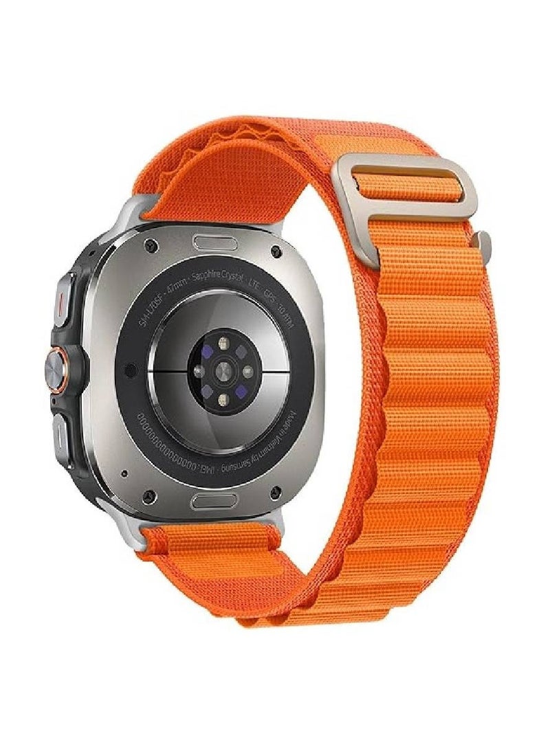 Generic - Trail Band for Samsung Galaxy Watch Ultra Bands 47mm Men/Women, Rugged Fabric Nylon Alpine Sport Loop Strap for Samsung Galaxy Watch 7 Ultra Band 47 mm 2024 Breathable Replacement Wristband (Orange) - Image 1