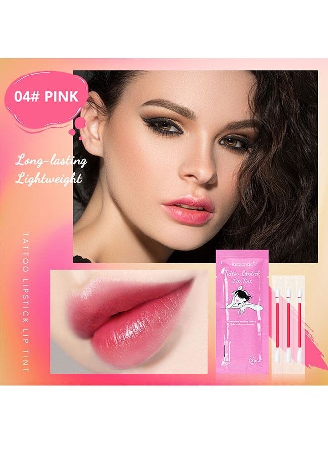 ibcccndc 3 Piece Tattoo Lipstick Lip Tint Non Stick Cup Lip Tint Discard After Use 04 Pink  - Image 2