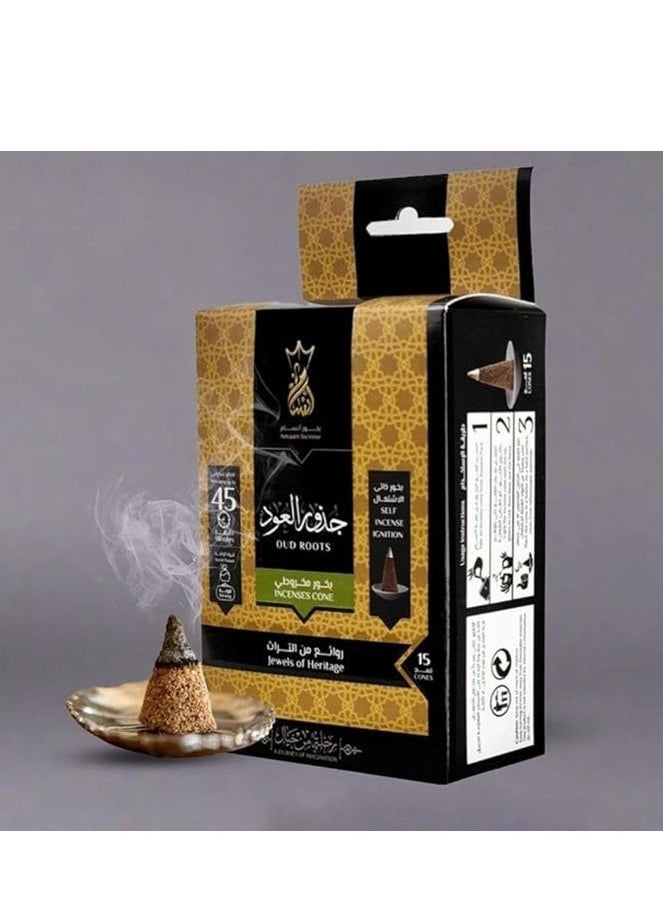 بخور أنسام - بخور هرمي الشكل من انسام - 15 قمع داخل كل عبوة (جذور العود) - Image 1