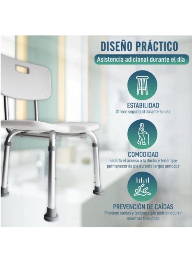 U Shape Shower Chair with Removable Backrest and Armrests Height Adjustable - Image 4