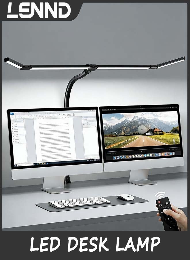 LENND 106cm LED Desk Lamp with Clamp, Architect Desk Light with Remote, Adjustable 4-Segment Bar, 1800LM Bright, Eye-Caring Desk Lamp for Home Office, Reading, Study, Dual Monitors, Workbench - Image 1