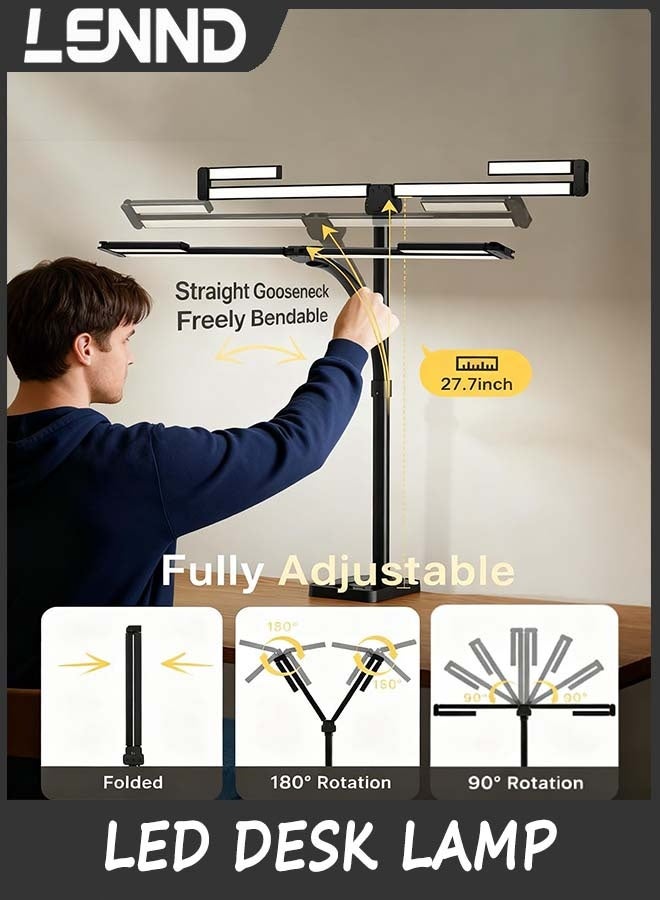 LENND 106cm LED Desk Lamp with Clamp, Architect Desk Light with Remote, Adjustable 4-Segment Bar, 1800LM Bright, Eye-Caring Desk Lamp for Home Office, Reading, Study, Dual Monitors, Workbench - Image 3