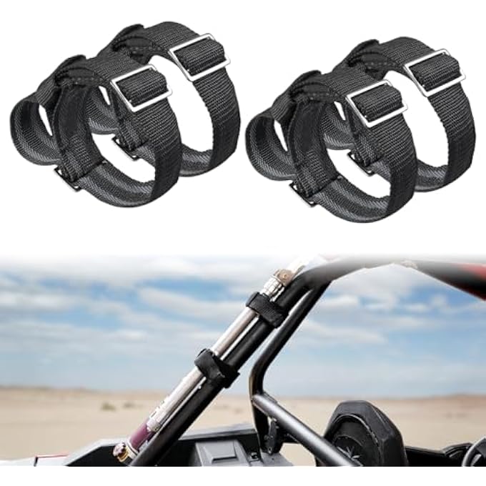rayihni 4Pack Roll Bar Shovel Mount Holder for Roof Rack,19 Inches Adjustable Hook and Loop Mount Holder Straps Compatible with for UTV Polaris Ranger RZR ATV Cars Trucks Tractors Trailers - Image 1