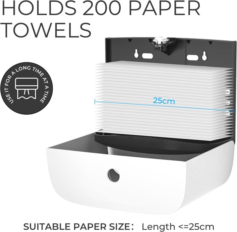 PLUSSEN Paper Towel Dispenser Wall Mount, Adhesive No Drilling Multifold Trifold Cfold Commercial Hand Towel Dispenser,White-PN6015 - Image 2