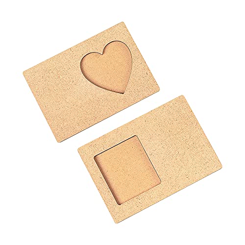IVEI DIY MDF Wood Sheet Craft Magnet - Plain MDF Fridge Magnet Blanks Cutouts Set for Painting Wooden Sheet Craft, Decoupage, Resin Art Work & Decoration (Photo Frames x 2) - Image 1