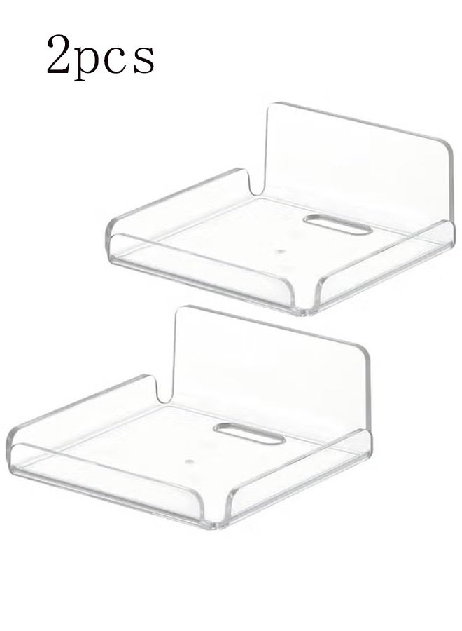 واي جيه رف حائط صغير من الأكريليك مكون من 2 لكاميرات الأمان والسماعات وأجهزة مراقبة الأطفال والرفوف العائمة سهل التركيب بدون حفر (واضح) - Image 1