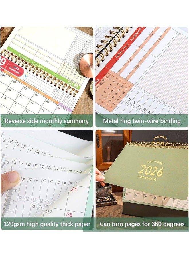 Desk Calendar 2026, Standing Flip Desktop Calendar from July 2025 to December 2026, Metal Ring Twin-Wire Binding 18 Months Medium Desk Calendar for Home Office School - Image 3