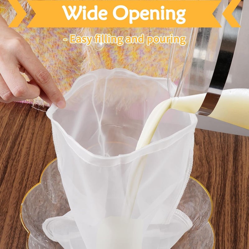 Mkobon 4 Pcs 10" x 12" Nut Milk Bag, Fine Mesh Nylon Cheese Cloth Bag for Straining, Reusable Strainer Bags for Almond Milk, Yogurt, Juice, Cheese Making, Cold Brew Coffee, Beer Tea - Image 4
